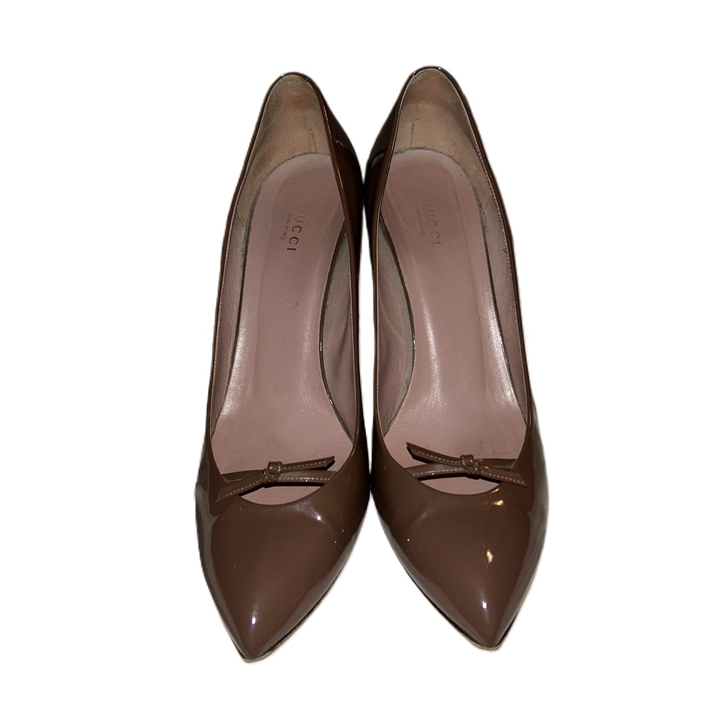 Gucci Brown Bow Detail Pointed Toe Heels Womens Size 41